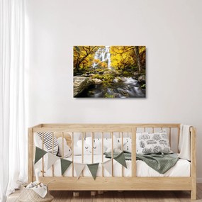 Obraz na szkle - Wodospady w jesiennym krajobrazie, żółty (70x50 cm)