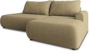 Masseno Narożnik NUVIRA z funkcją spania i pojemnikiem na pościel Narozniki L, Rozkładana sofa - Musztardowy, CASTEL 48