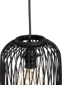 Inteligentna lampa wisząca zewnętrzna czarna rattanowa 3-światłowa z LED - Calamus