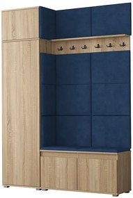 Szafa z siedziskiem tapicerowanym dąb sonoma + granat - Linez 3X