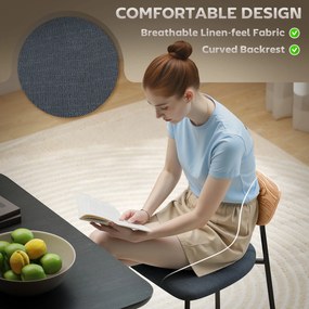 HOMCOM Zestaw 2 krzeseł do jadalni, Wygląd lnu, Design bez podłokietników, Metalowe nogi, Szare