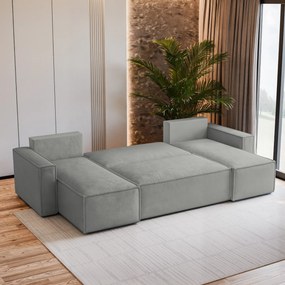 Masseno Narożnik PESANO z funkcją spania i pojemnikiem na pościel Narozniki U, Rozkładana sofa - Jasnoszary, MONOLITH 84