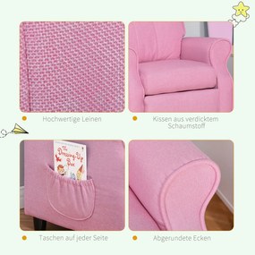 HOMCOM Fotel dziecięcy sofa dziecięca kanapa dziecięca tapczan regulowany z podnóżkiem różowy