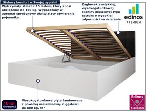 Białe łóżko pojedyncze z tapicerowanym zagłówkiem 90x200 B7-E29
