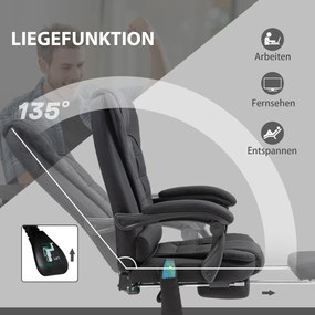Fotel biurowy Vinsetto z funkcją masażu i ogrzewania, Ergonomiczny, regulowana wysokość, Czarny