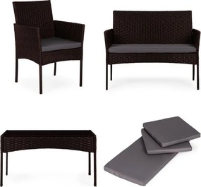 Zestaw mebli ogrodowych dla 4 osób Riviera 424, technorattan brązowy
