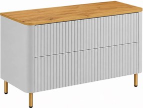 Szafka łazienkowa 100, Biały, blat dąb craft, nogi złote, 100,8 x 44,2 x 65 cm