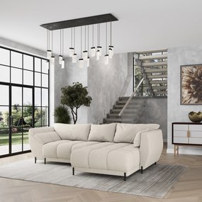 Masseno Narożnik VESTANO z funkcją spania i pojemnikiem na pościel Narozniki L, Rozkładana sofa - Kremowy, QUELLE 02