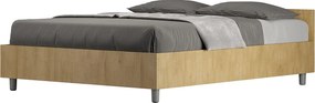 Łóżko wyposażone w stelaż z listwami z pojemnikiem 140x190 dąb naturalny Nuamo