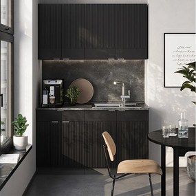 Pojedyncza kuchnia czarny w paski/antracyt 140x60x81.6 fame-line