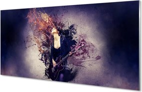 Panel szklany do Kuchni Kobieta Grająca na Gitarze