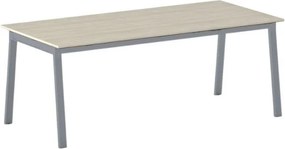 Stół konferencyjny do biura PRIMO BASIC, 200x90 cm, szaro-srebrna podstawa, dąb naturalny