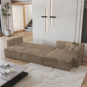 Masseno Narożnik TOLMO z funkcją spania i pojemnikiem na pościel Narozniki L, Rozkładana sofa - Beżowy, TILIA 17