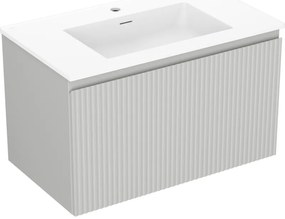 Mexen Rivel szafka łazienkowa 80 cm z umywalką Otis, 1 szuflada, ryflowana , szara mat/biała mat - 91A20-08047-1-BF62-W18M01