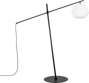 Designerska lampa podłogowa zewnętrzna czarna z białym kloszem IP44 - Robbert