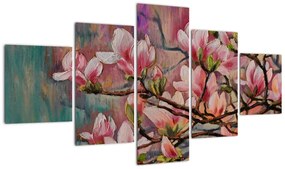 Obraz - Obraz olejny, Kwitnąca sakura (125x70 cm)