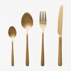 Zestaw Sztućców 16 Elementów Ze Stali Nierdzewnej Sornia Złoto - Sklum