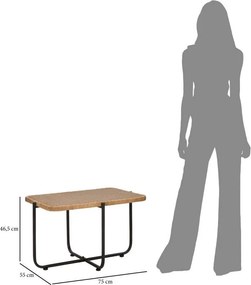 Czarno-naturalny rattanowy stolik 55x75 cm Cebu – Mauro Ferretti