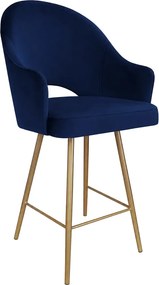 Hoker Velvet krzesło barowe tkanina Welur podstawa metalowa : Kolor nogi - Złota stożek, Kolor tkaniny - VELVET - MG16, Typ siedziska - Siedzisko stałe