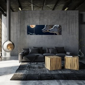 Obraz wilków wyjących do księżyca (170x50 cm)