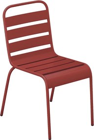 Zestaw 2 metalowych, sztaplowanych krzeseł ogrodowych - Czerwony - MIRMANDE od MYLIA