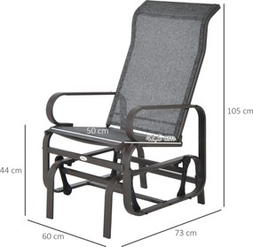 Outsunny krzesło bujane ogród krzesło ogrodowe do ogrodu metal fotel bujany kolor brązowy