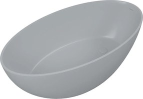 Wanna wolnostojąca owalna szara błyszcząca z konglomeratu 160 x 85 cm KALMI GREY GLOW z przelewem SLIM cienki rant