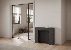 Konsola rozkładana 90x25/211 cm Kiba Antracytowy efekt stucco wewnętrzne przedłużenia