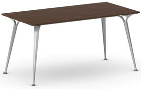 Stół konferencyjny do biura PRIMO ALFA, 160x80 cm, szaro-srebrna podstawa, orzech