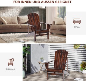 Outsunny Krzesło ogrodowe Adirondack Leżak ogrodowy Meble ogrodowe Krzesło balkonowe z litego drewna o zwęglonym wyglądzie