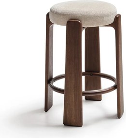 Beżowy/w ciemnym naturalnym kolorze hoker z litego drewna jesionowego (wysokość siedziska 75 cm) Granite – Kave Home