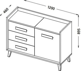 Komoda FIABA 120 cm do Salonu Sypialni Antracyt
