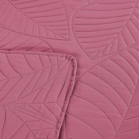 Różowa narzuta na łóżko z wzorem LEAVES Rozmiar: 170 x 210 cm