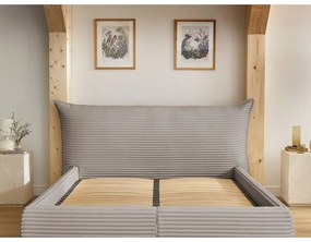 Beżowe tapicerowane łóżko dwuosobowe ze schowkiem i stelażem 180x200 cm Jade – Bobochic Paris
