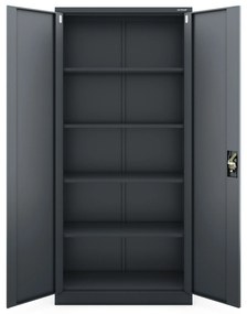Szafa na dokumenty biurowa metalowa antracytowa: JAN H, 900 x 1950 x 400 mm