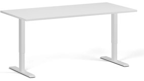 Biurko z regulacją wysokości, 160x80 cm, 1 silnik, biała podstawa, biały