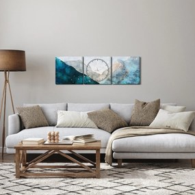 Obraz - Rysunek gór (z zegarem) (90x30 cm)