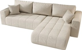 Narożnik z funkcją spania MILO Monolith 02 kremowy prawy sofa w kształcie L z pojemnikiem na pościel sofa do salonu, sofa rozkładana, sofa z pojemnikiem