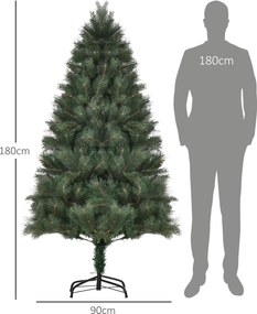 HOMCOM Choinka Ø90 x 180 cm, sztuczna jodła, realistyczne igły, Zielony | Aosom PL