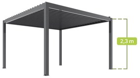 PERGOLA OGRODOWA ELEKTRYCZNA LUXE 4X4M ALUMINIOWA Z OŚWIETLENIEM LED ANTRACYT