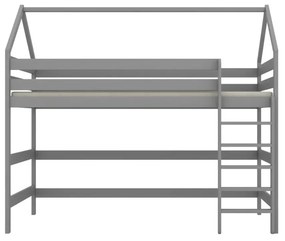 Łóżko domek na antresoli TOBI 2 200x90 szare drewniane KOCOT KIDS