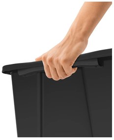 Czarny błyszczący pojemnik plastikowy z pokrywką Evo Easy − Rotho