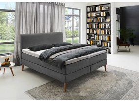 Ciemnoszare łóżko boxspring 160x200 cm Linea – Meise Möbel