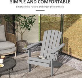 Outsunny krzesło ogrodowe Adirondack z uchwytem na kubek fotel ogrodowy krzesło balkonowe szary tworzywo sztuczne 75 x 87 x 90 cm | Aosom PL