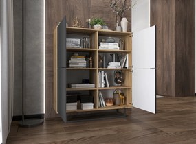 Wysoka komoda w stylu loft Apollo 99 dąb wotan/grafit