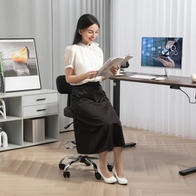 HOMCOM Ergonomiczne Krzesło Biurowe, Kompaktowe, Regulowane, z Podnóżkiem, Obrotowe, Skóra Ekologiczna, Metal, Czarne