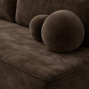 Sofa z Funkcją Spania ARVETO Brązowa Welurowa Nowoczesna