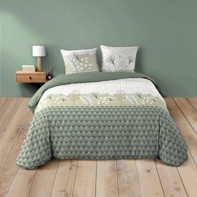 Biało-zielona bawełniana pościel dwuosobowa 240x220 cm Poetine – douceur d'intérieur