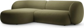 Zielony aksamitny narożnik (lewostronny/z szezlongiem) Kate – Micadoni