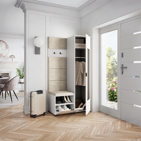 Masseno Garderoba VIRA 95/181/51 cm Nowoczesna Szafa do Przedpokoju Biała